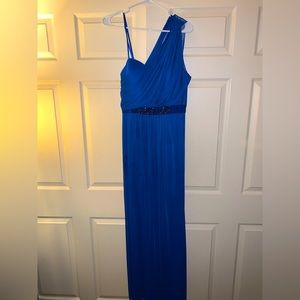 Adrianna Papell Royal Embellished One Shoulder Dress